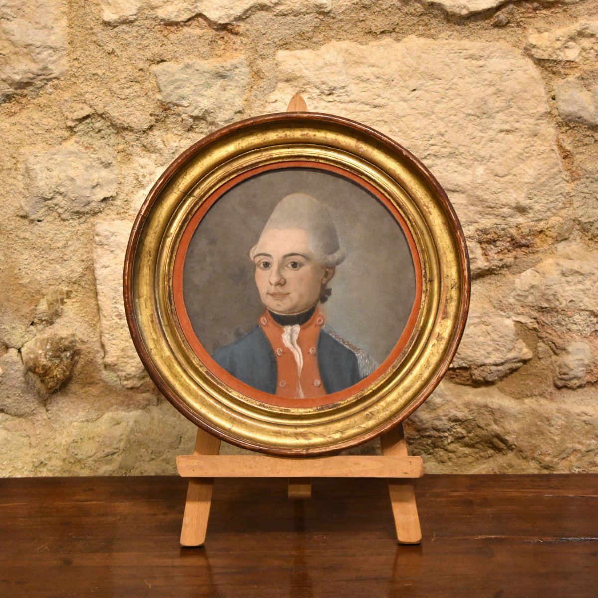 French School - Portrait Of An Officer - Pastel 18th Century --photo-2