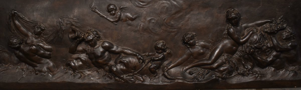 Clodion (1738-1814) After - The Triumph Of Galatea - Bas Relief In Staff - Late 19th Century