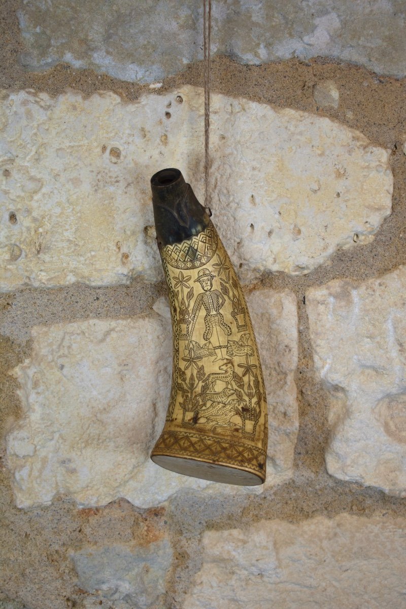 Engraved Shepherd's Horn - Folk Art - 19th Century-photo-4