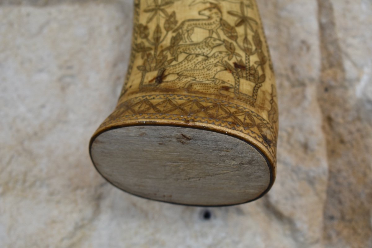 Engraved Shepherd's Horn - Folk Art - 19th Century-photo-6