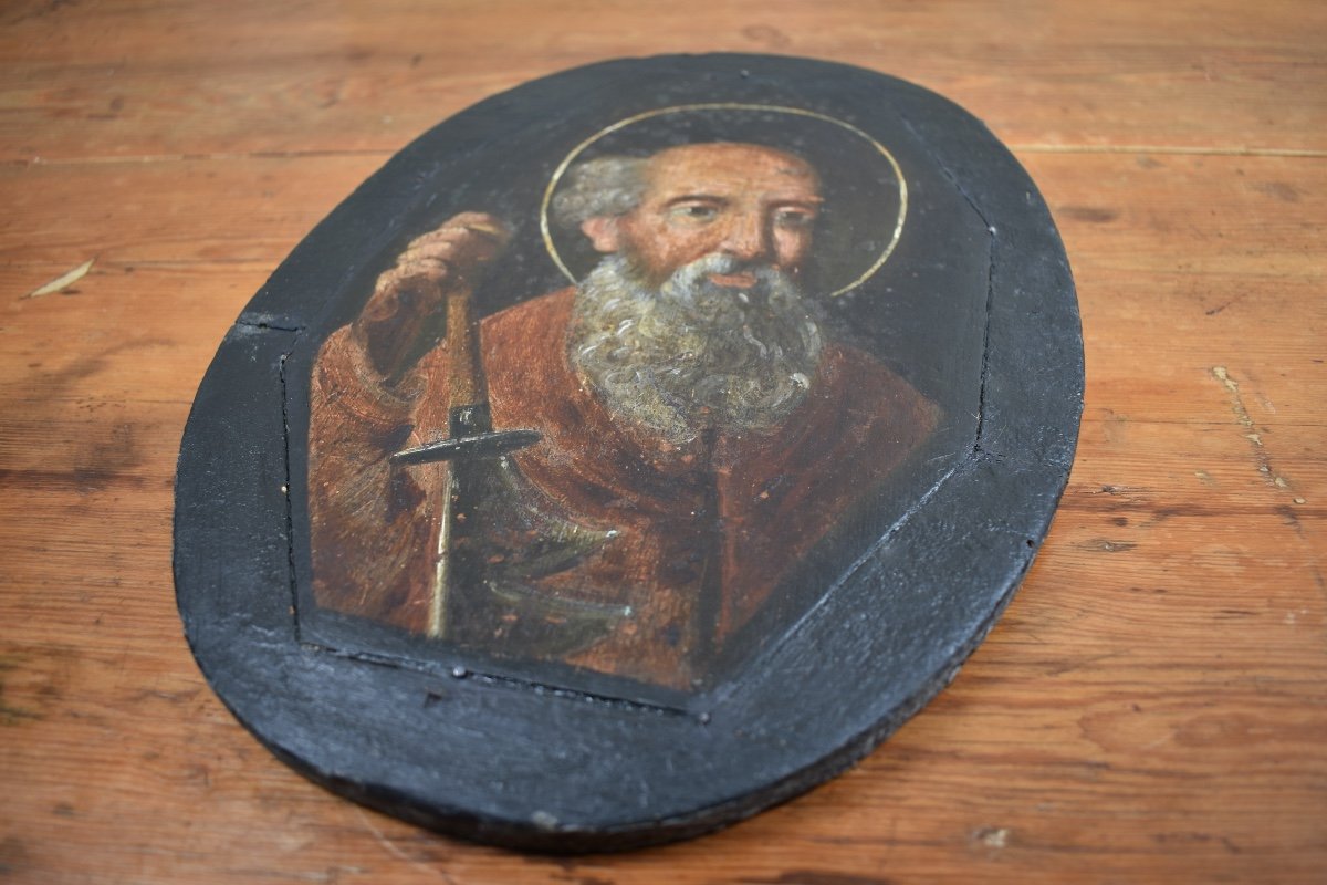 Portrait de saint Matthieu - école française du XVIIe - Huile sur panneau-photo-1