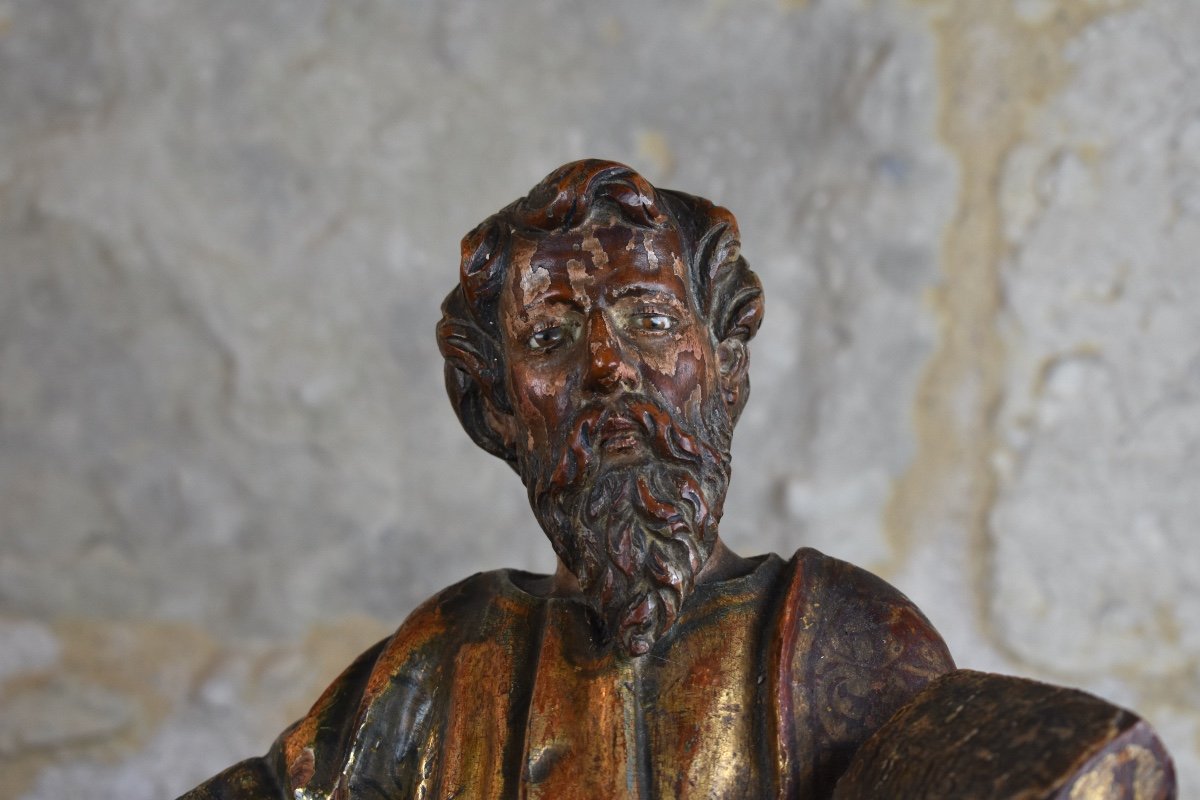 Saint Evangelist - Spain Late 17th Century - Carved Wooden Statuette-photo-2