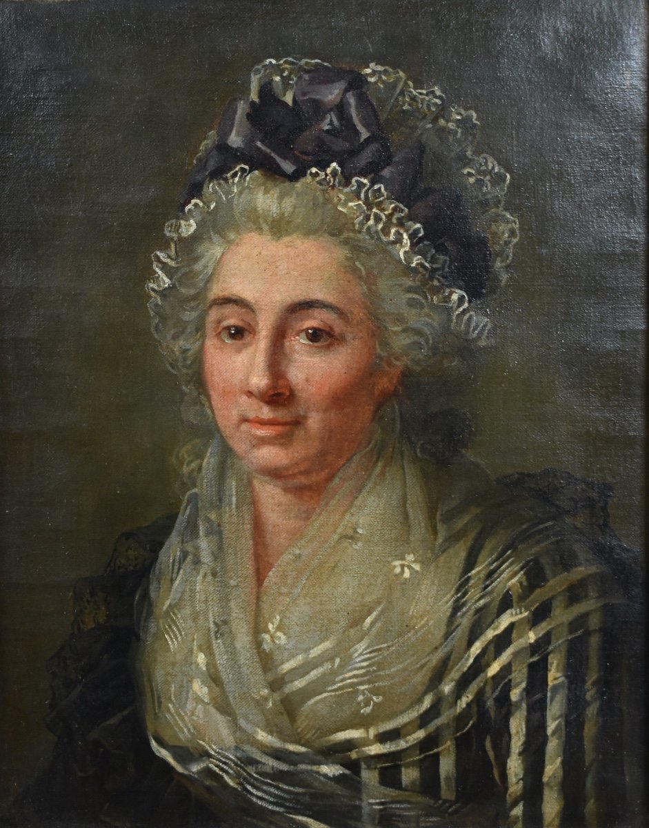 Paire de portraits du XVIIIe - huiles sur toile-photo-3