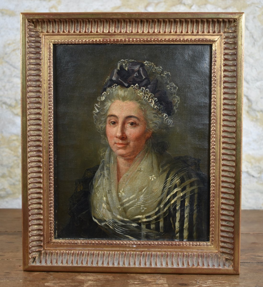 Paire de portraits du XVIIIe - huiles sur toile-photo-1