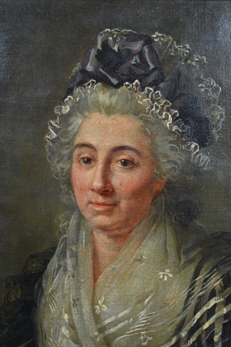 Paire de portraits du XVIIIe - huiles sur toile-photo-3