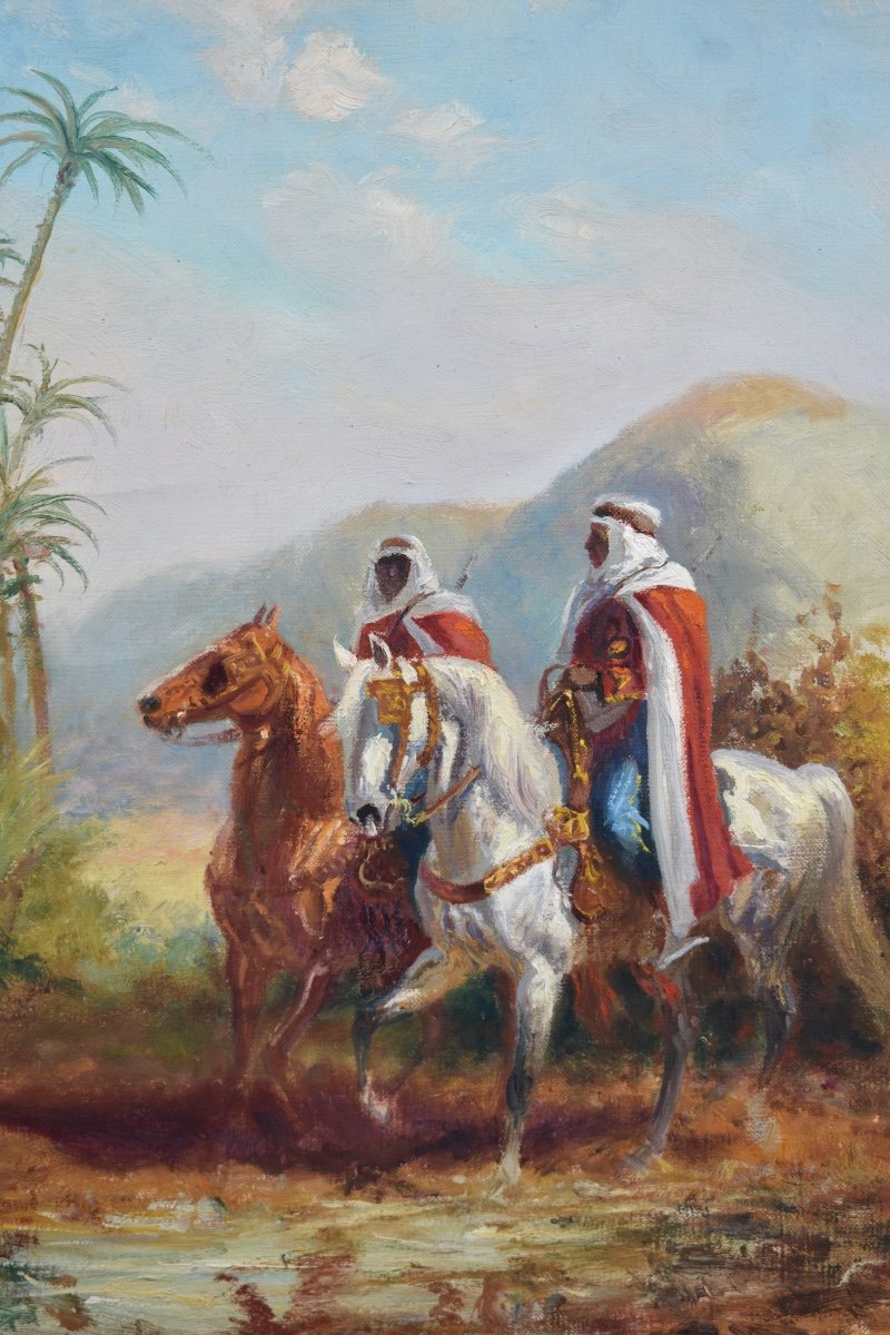 Eug&egrave;ne P&eacute;chaub&egrave;s (1890-1967) - cavaliers alg&eacute;riens - orientalisme - huile sur toile-photo-2