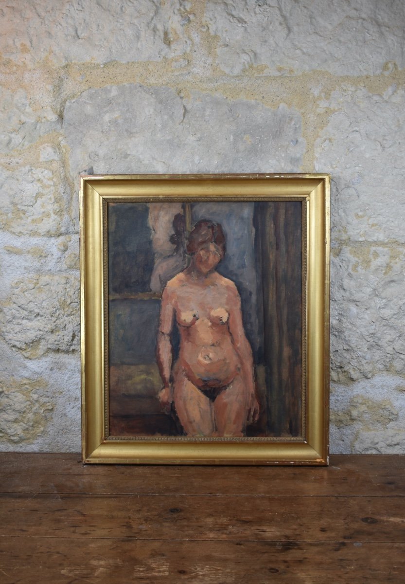 Pierre Brune (1887–1956 ) - nu féminin - huile sur carton-photo-3