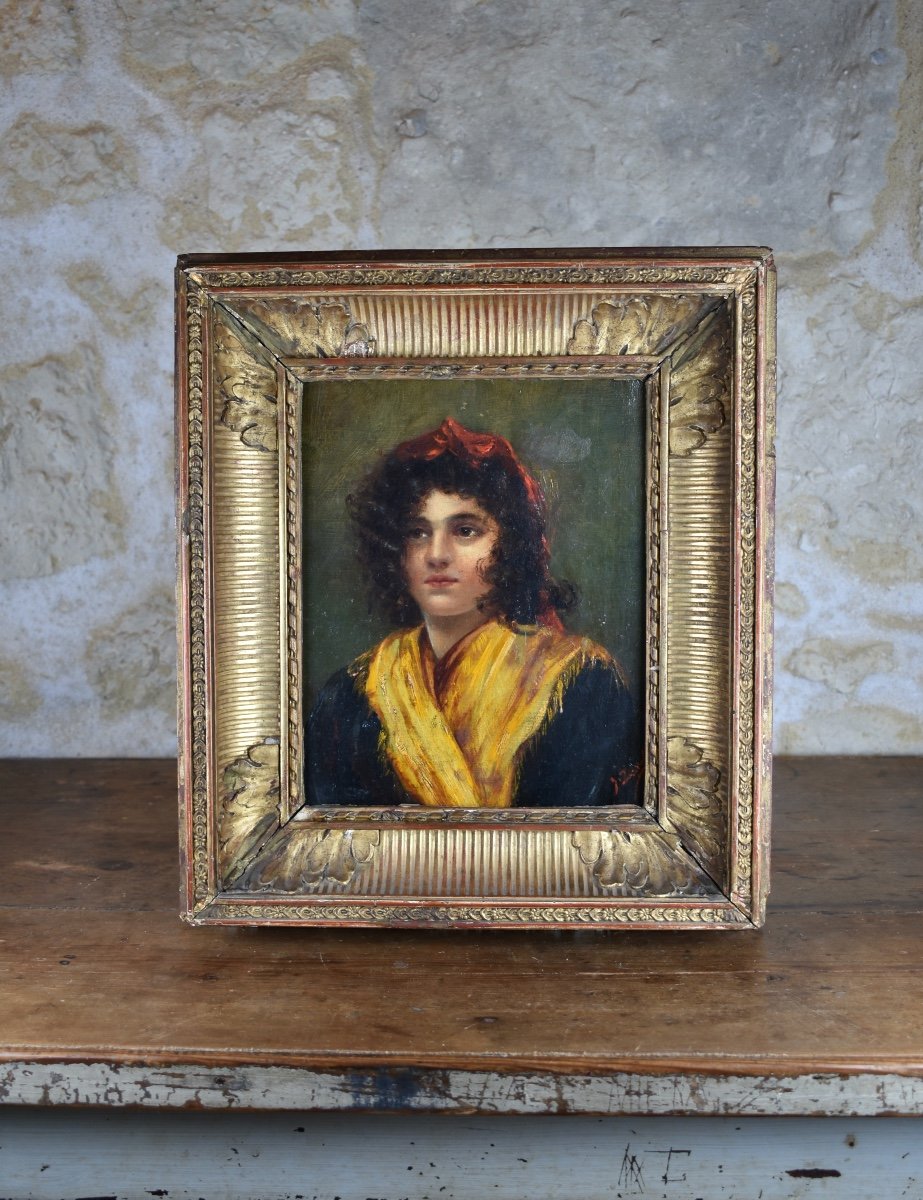 19th Century School - Portrait Of A Young Woman - Oil On Canvas-photo-3