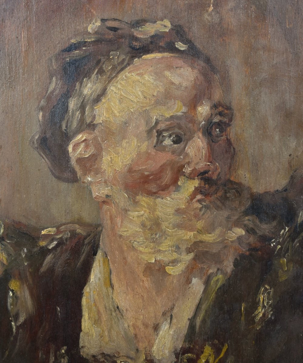 &Eacute;cole fran&ccedil;aise du XIXe - Portrait d&rsquo;homme - Huile sur panneau-photo-1