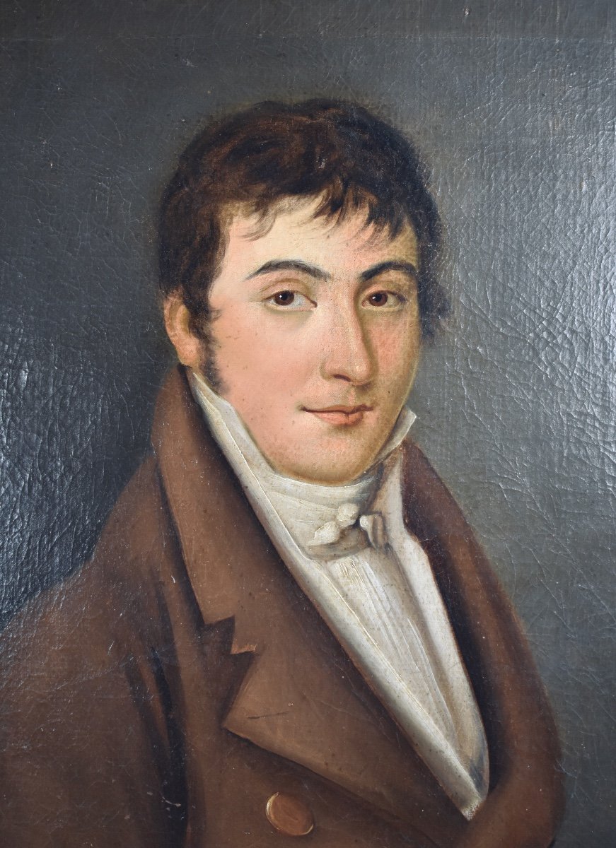Charles Brandt - Portrait Of A Young Man - Empire - Oil On Canvas-photo-3