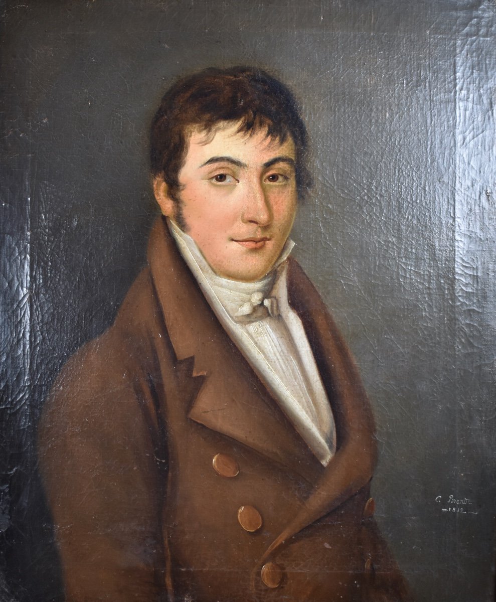 Charles Brandt - Portrait Of A Young Man - Empire - Oil On Canvas