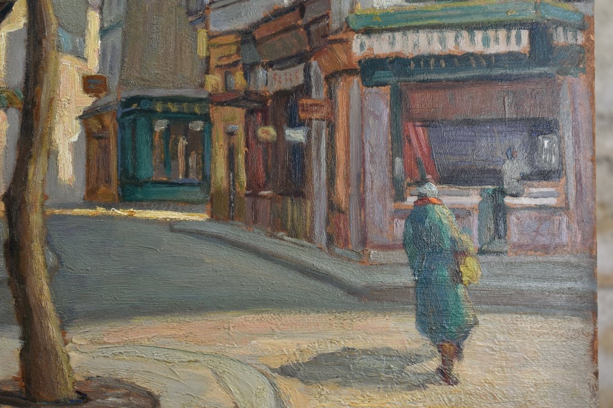 Joseph Constantinovsky (1892-1969) - Paris, View Of Place De La Contrescarpe - Oil On Hardboard-photo-4