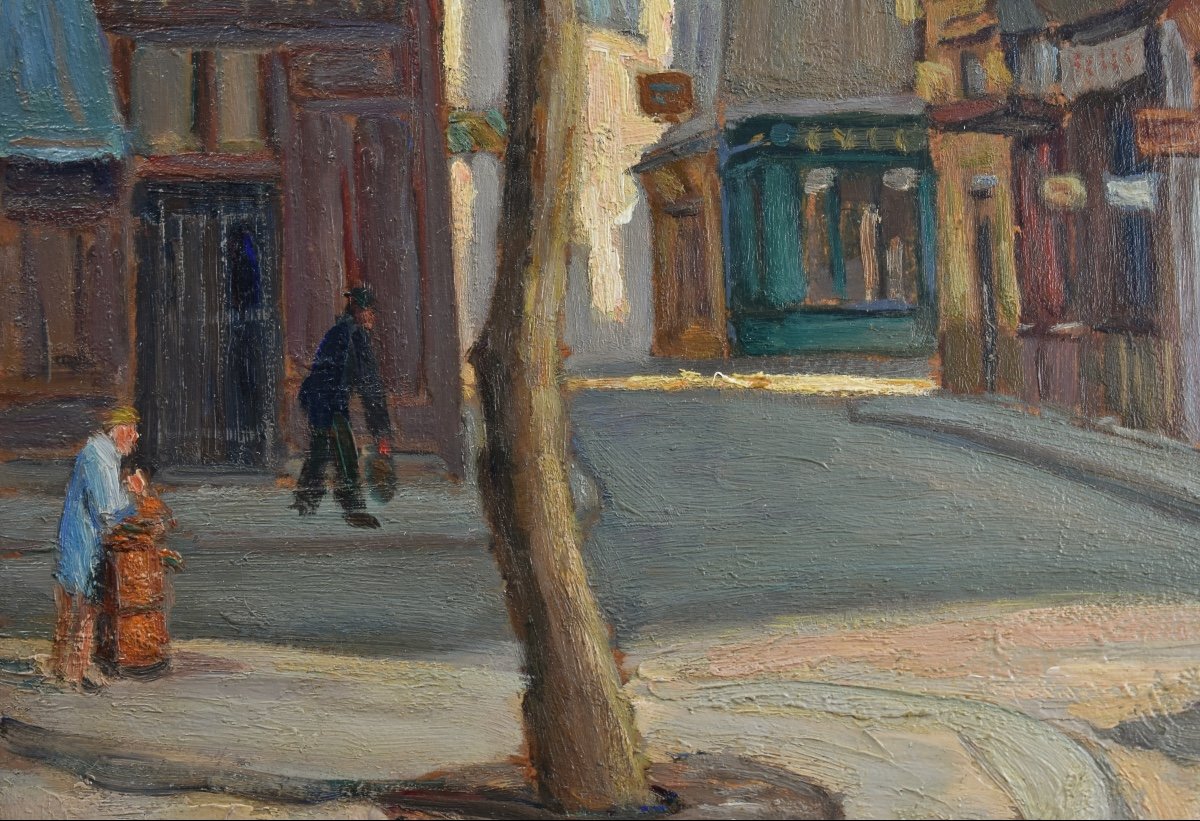 Joseph Constantinovsky (1892-1969) - Paris, View Of Place De La Contrescarpe - Oil On Hardboard-photo-1