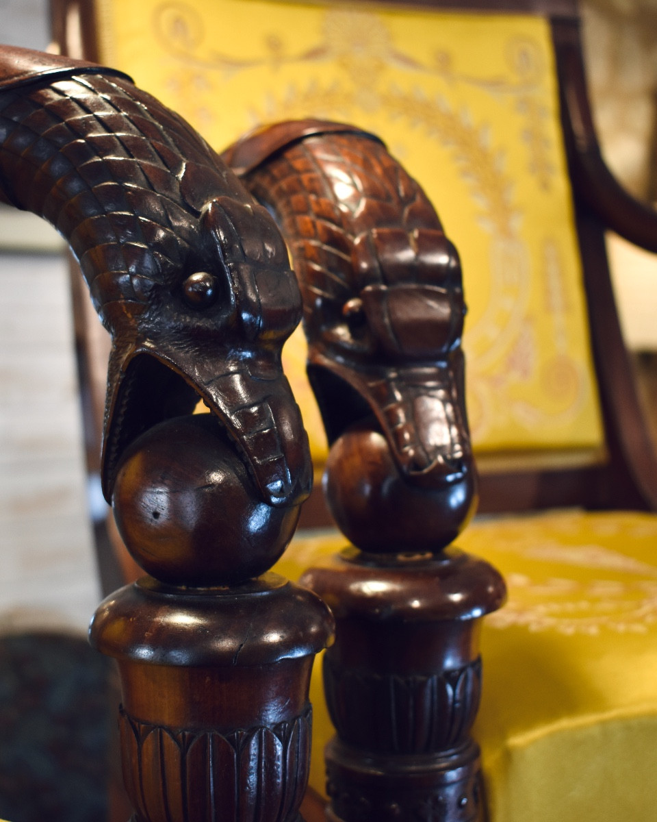 Five Empire Period Mahogany Armchairs