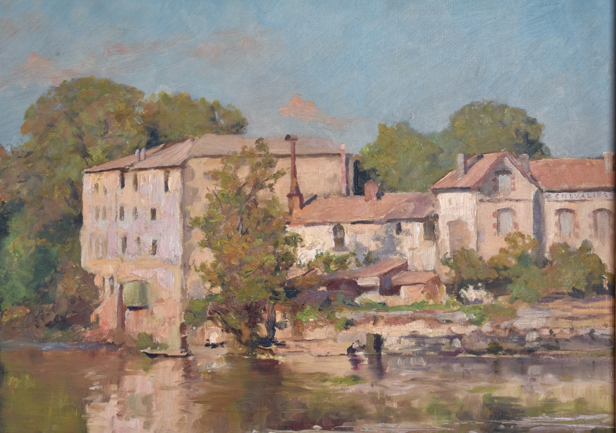 Eudes de Retz (1856-1930) - Moulin sur la Charente à Cognac - 1915 - Huile sur toile-photo-4
