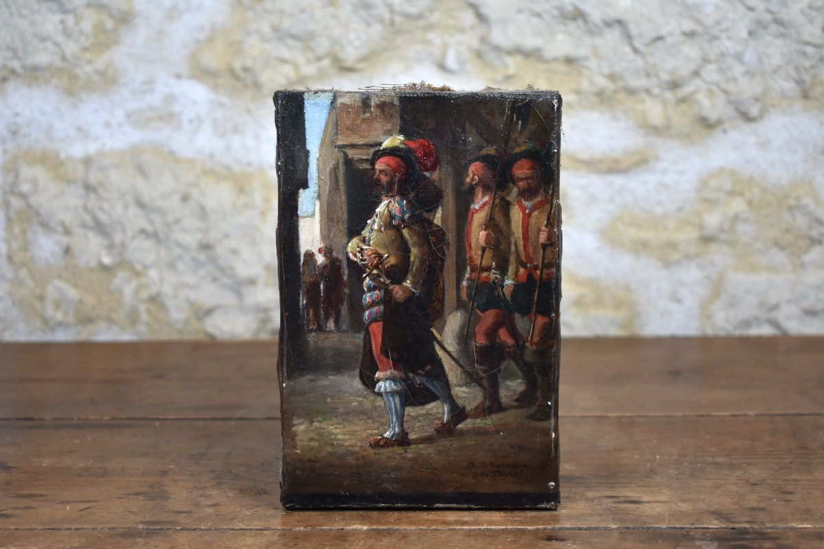 Georges Moreau de Tours (1848-1901) - La ronde du mousquetaire - Huile sur toile-photo-3