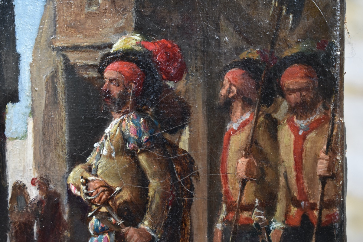 Georges Moreau de Tours (1848-1901) - La ronde du mousquetaire - Huile sur toile-photo-3