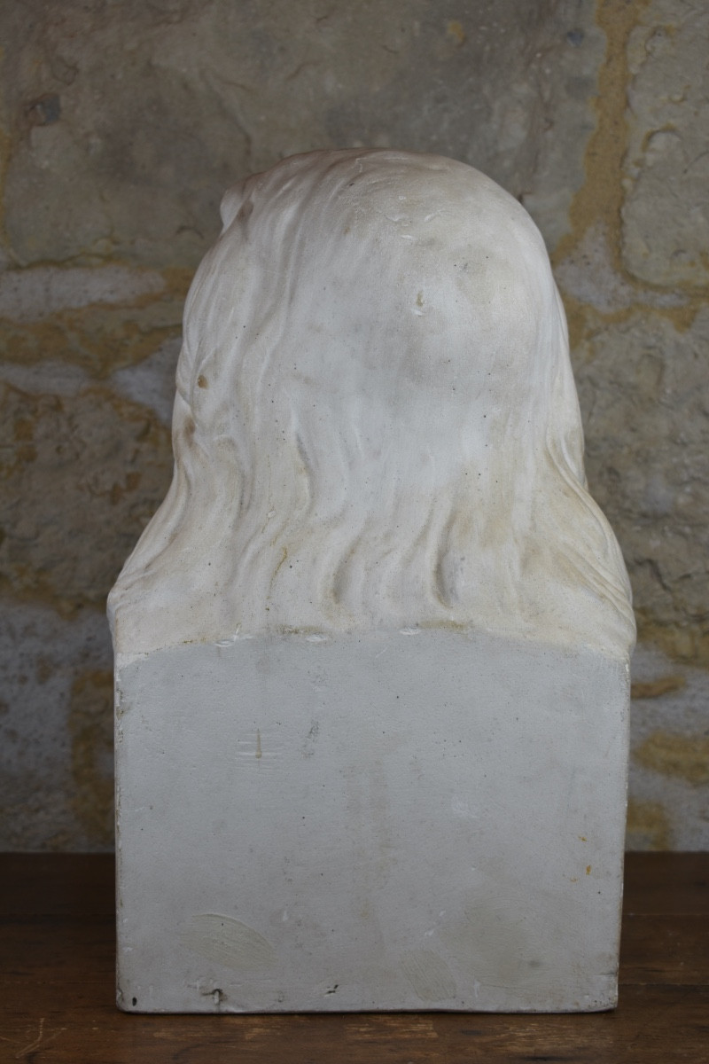 Buste en pl&acirc;tre de Jean de la Fontaine - XIXe si&egrave;cle-photo-4
