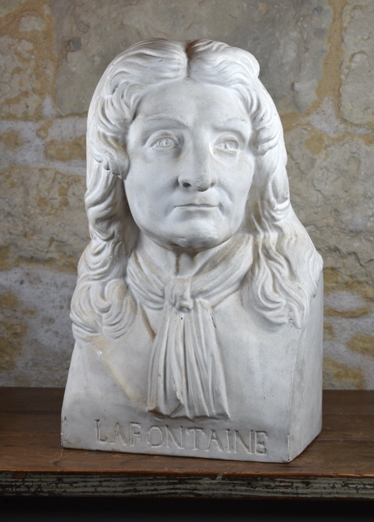 Buste en pl&acirc;tre de Jean de la Fontaine - XIXe si&egrave;cle