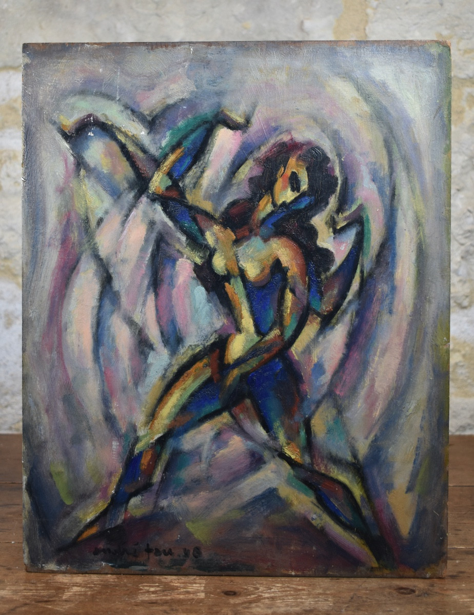 André Fau (1896-1982) - Danseuse - 1948 - Huile sur panneau-photo-2