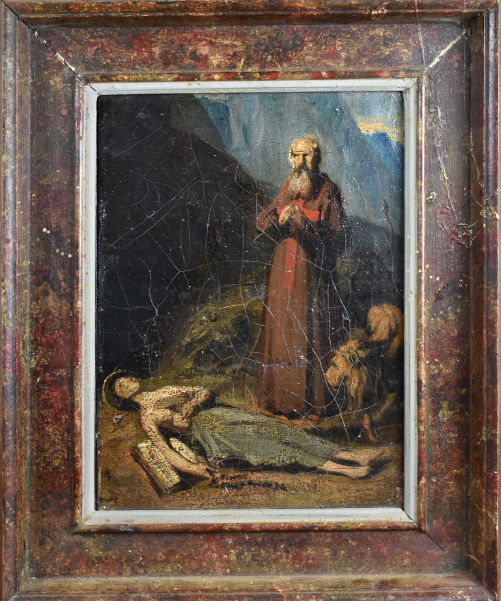 Pierre Charles Marquis (1798-1874) - saint Zosime et sainte Marie l'&Eacute;gyptienne - Esquisse-photo-3