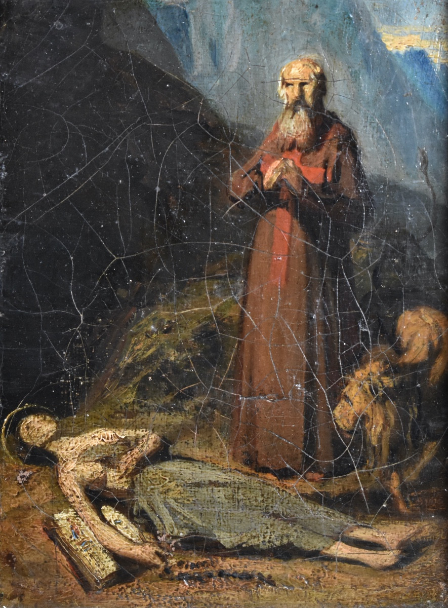 Pierre Charles Marquis (1798-1874) - saint Zosime et sainte Marie l'&Eacute;gyptienne - Esquisse