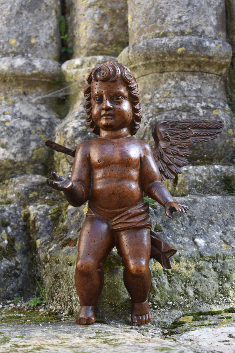 Putto / Ange en bois sculpt&eacute; - Italie fin XVIIe -photo-4