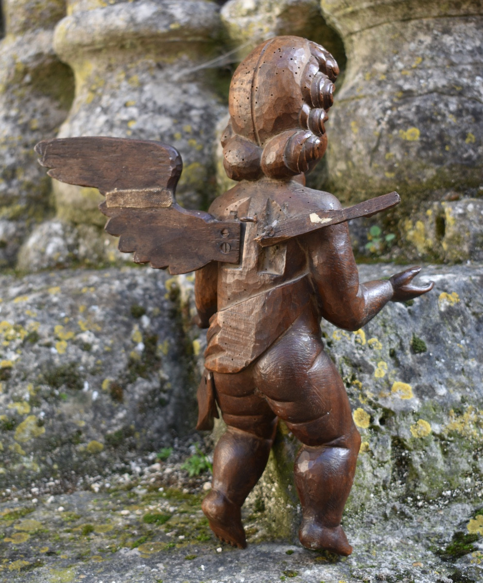 Putto / Ange en bois sculpté - Italie fin XVIIe -photo-2