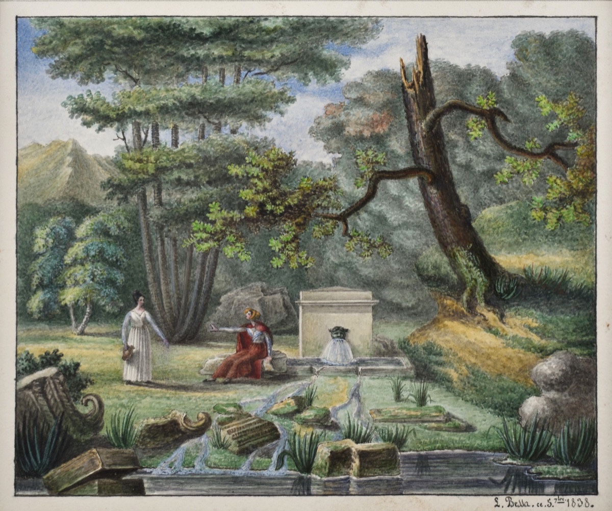 &Eacute;cole romantique - Les deux amies - aquarelle et gouache 1838-photo-2