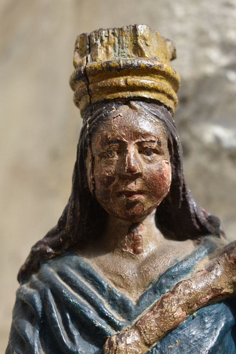 Vierge à l’Enfant - Statuette en bois sculpté - XVIIIe siècle-photo-3