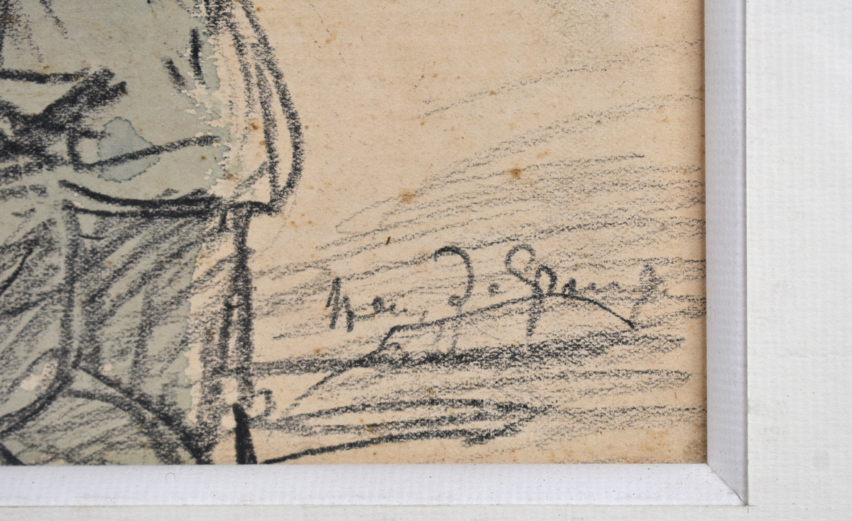 Henry De Groux (1866-1930) - Charcoal Drawing Of An Aviator, 1915 - -photo-2