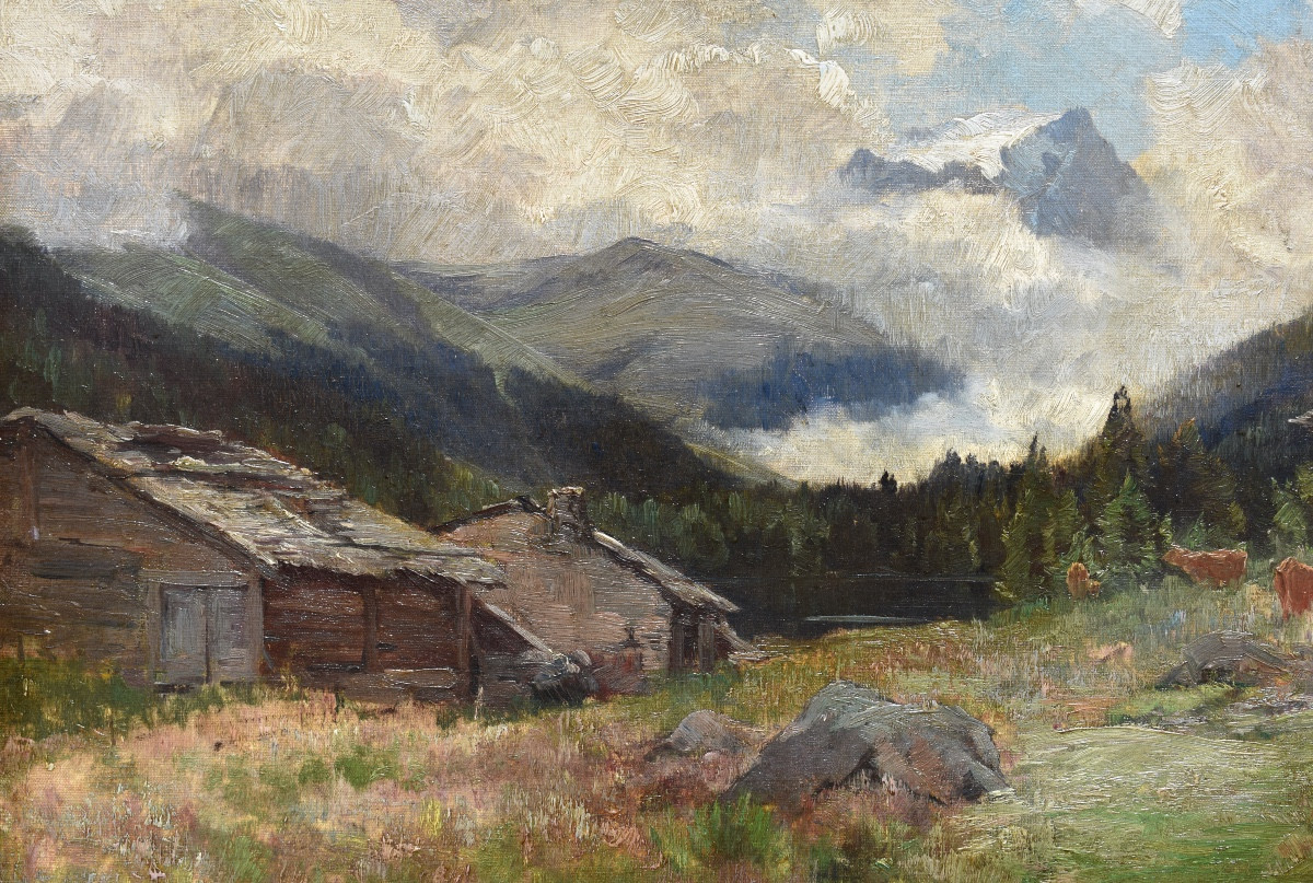 Armand-Auguste Balouzet (1858-1905) - Paysage des Alpes - Huile sur toile-photo-4