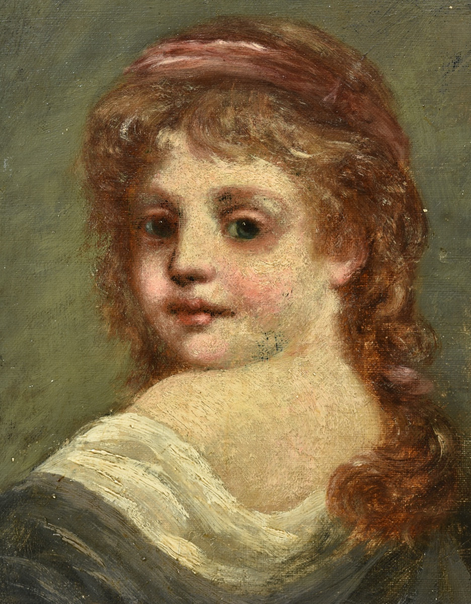 &Eacute;cole italienne - portrait de jeune fille - fin XIXe-photo-4