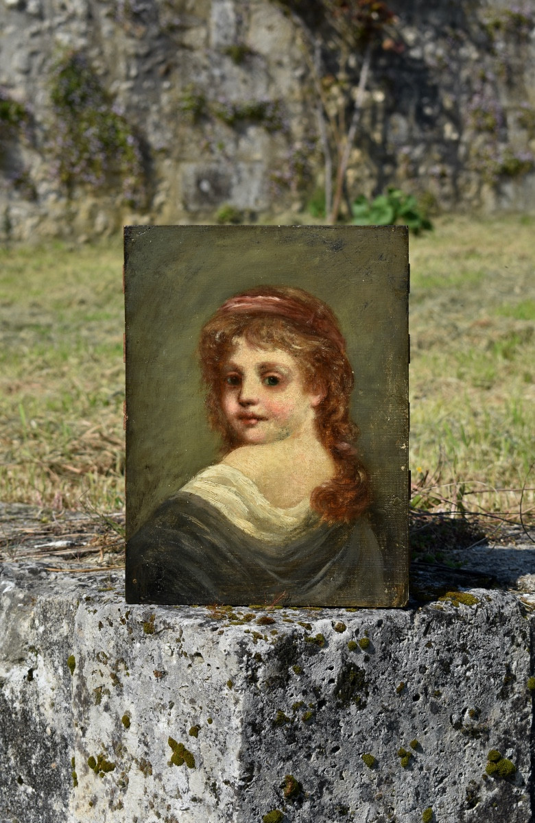 &Eacute;cole italienne - portrait de jeune fille - fin XIXe-photo-2