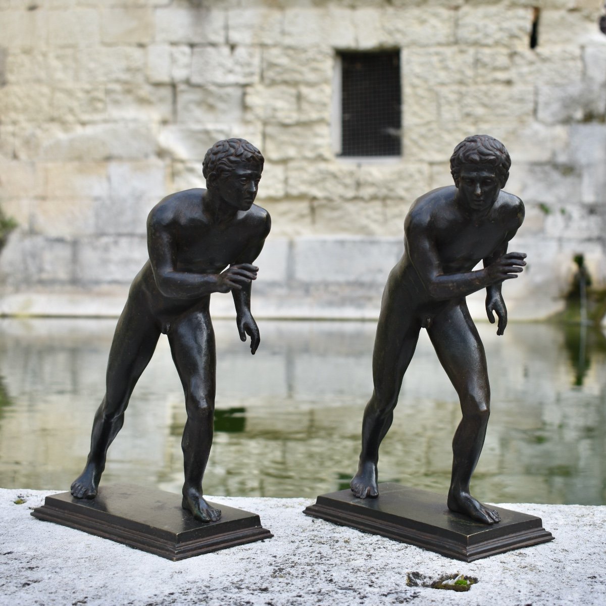 - Bronze Late 19th Grand Tour - The Two Runners After The Antique Villa Papyrus Herculaneum-photo-2