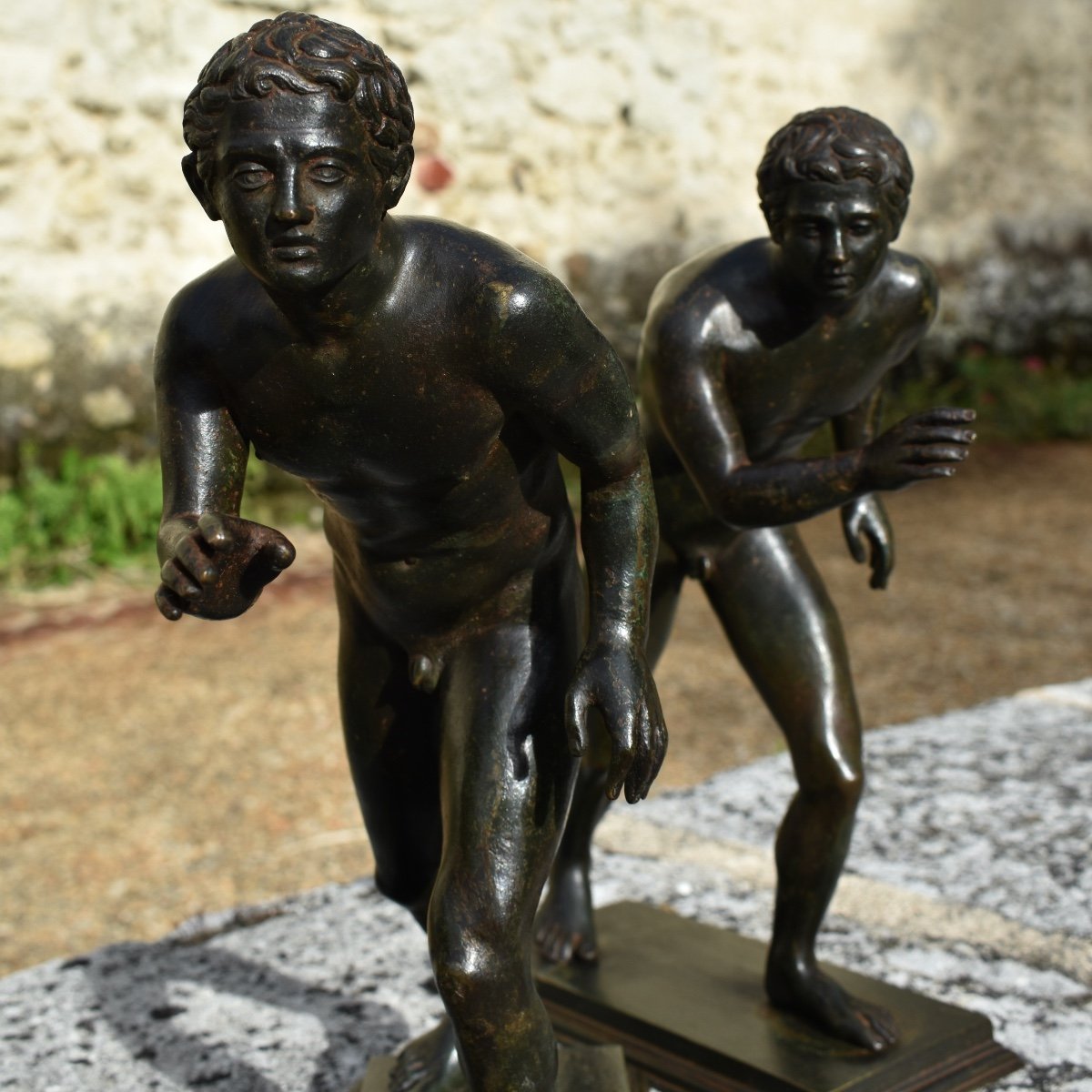 - Bronze Late 19th Grand Tour - The Two Runners After The Antique Villa Papyrus Herculaneum-photo-4