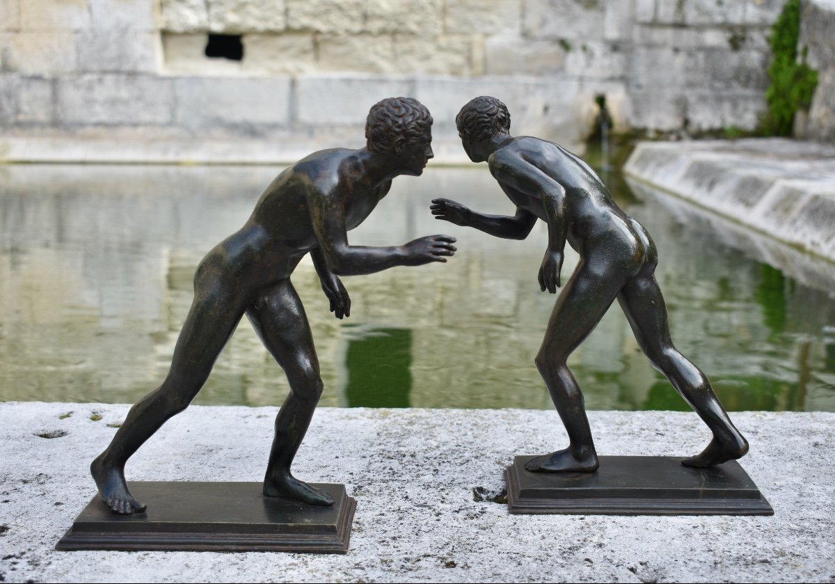 - Bronze Late 19th Grand Tour - The Two Runners After The Antique Villa Papyrus Herculaneum-photo-1