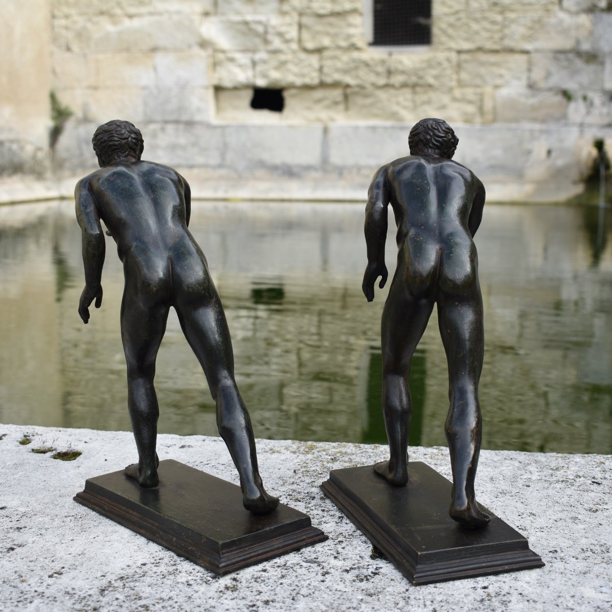 - Bronze Late 19th Grand Tour - The Two Runners After The Antique Villa Papyrus Herculaneum-photo-2