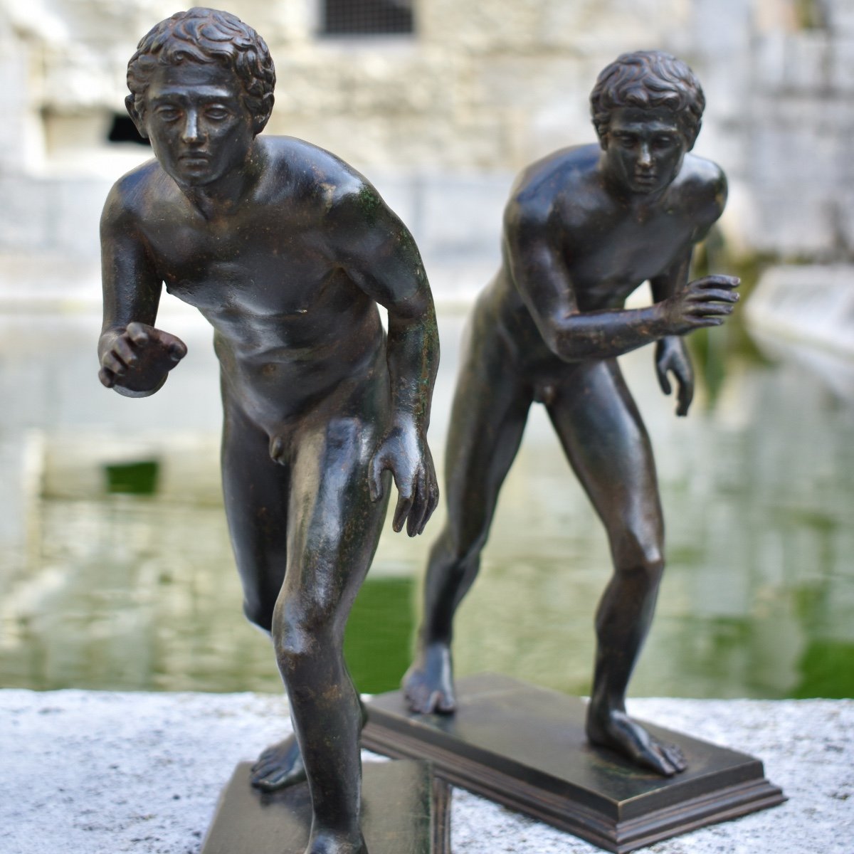 - Bronze Late 19th Grand Tour - The Two Runners After The Antique Villa Papyrus Herculaneum