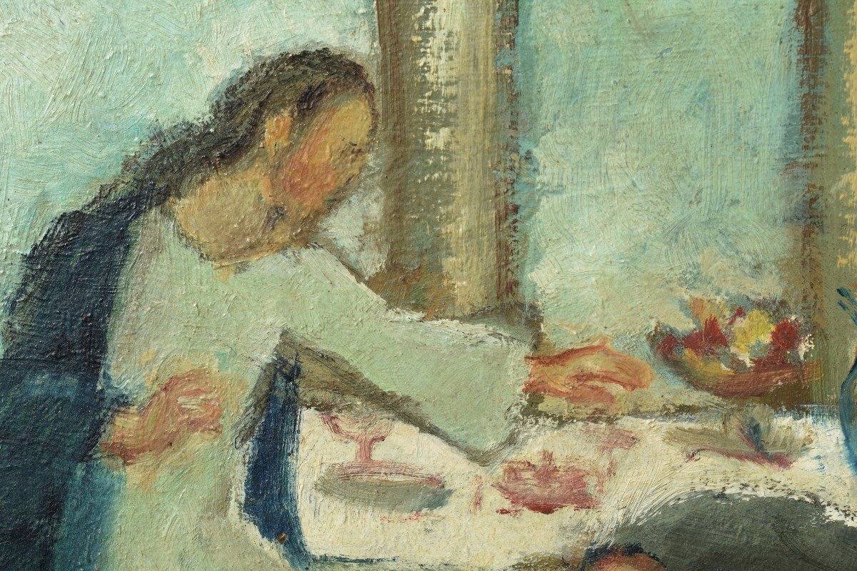 Post-impressionist Modern School - Mary Magdalene Washing The Feet Of Jesus Christ - Oil-photo-3