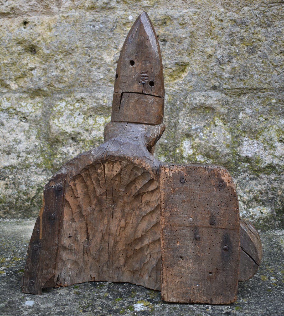 Grand buste de Saint &eacute;v&ecirc;que - France XVIIe - bois sculpt&eacute; polychrome-photo-1
