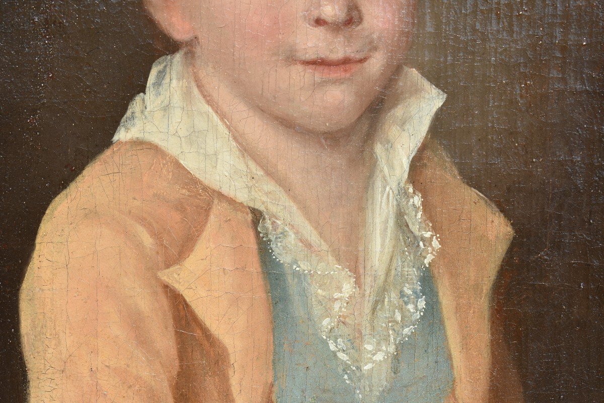 Portrait d&rsquo;un jeune gar&ccedil;on blond - &eacute;poque Directoire - Fin XVIIIe - huile sur toile -photo-2