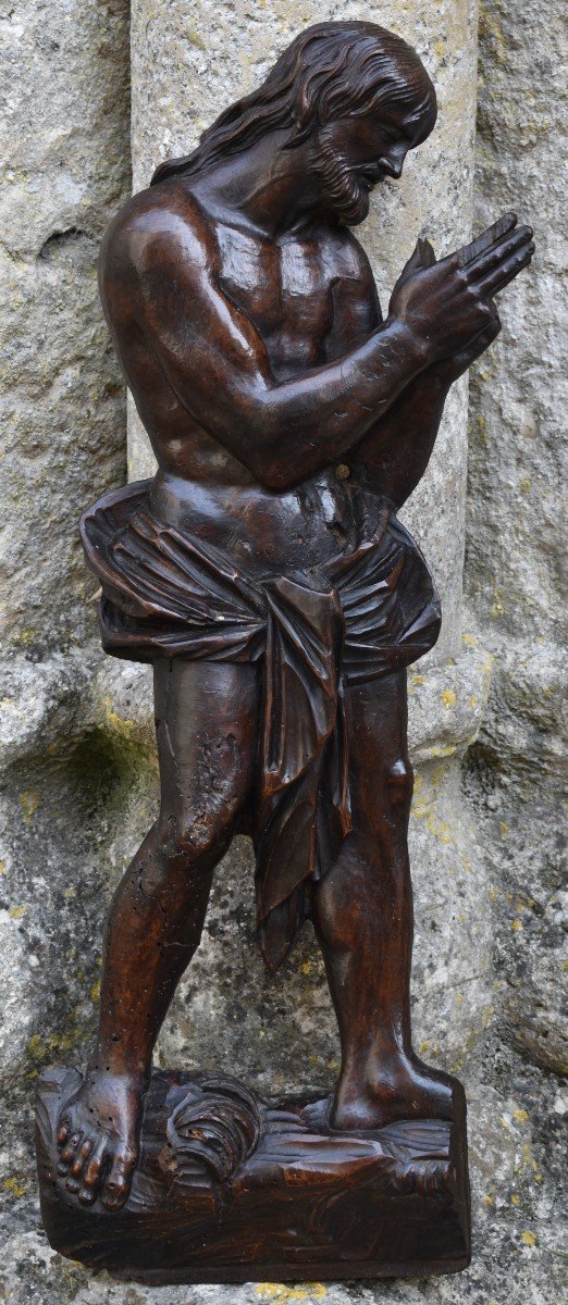Le Christ marchant sur les eaux - Haut relief - XVIIe - bois sculpté -photo-2
