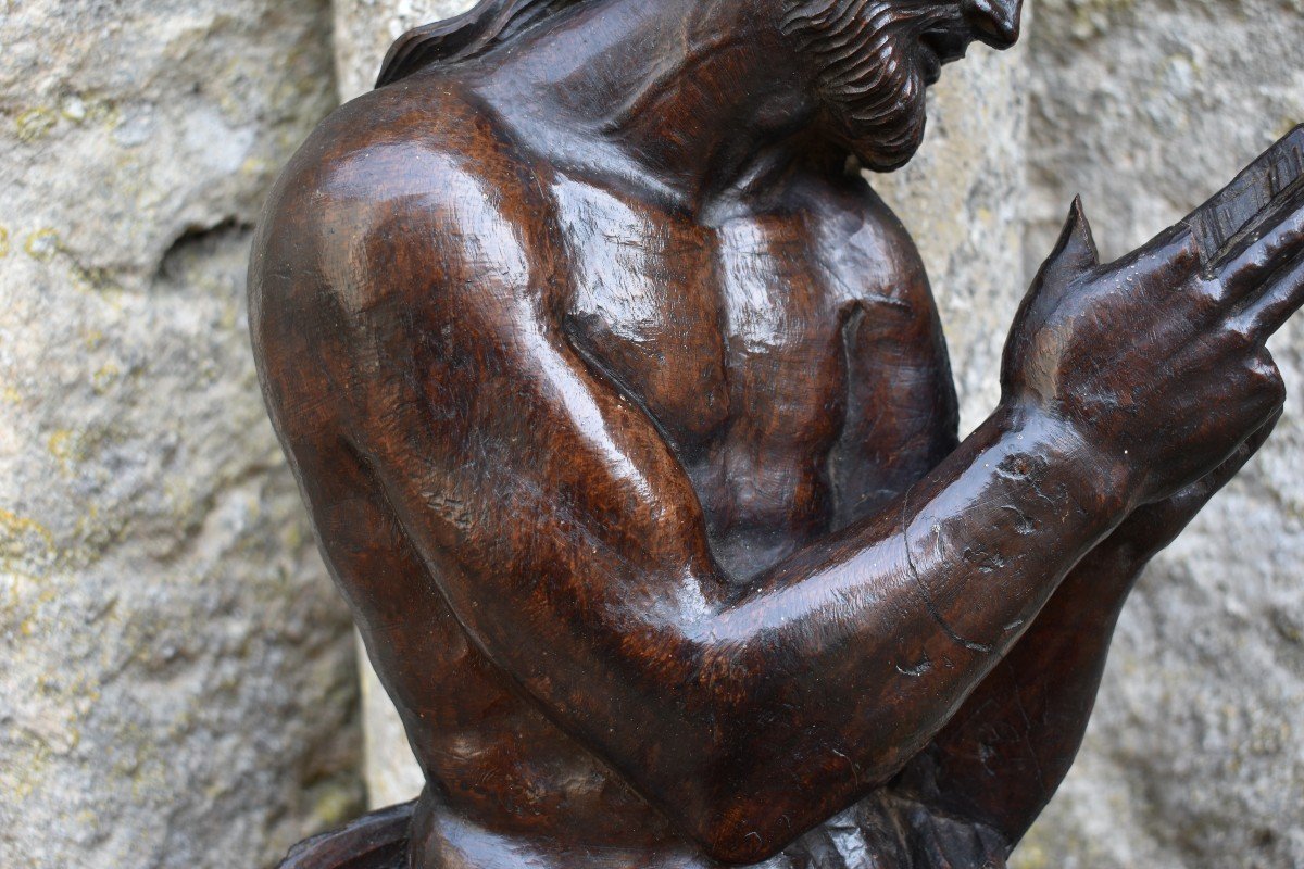 Le Christ marchant sur les eaux - Haut relief - XVIIe - bois sculpté -photo-1