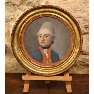 French School - Portrait Of An Officer - Pastel 18th Century -