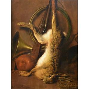 Théodore Levigne (1848-1912) - Still Life With Hare - Hunting - Oil On Canvas