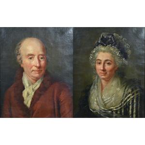 Pair Of 18th French Portraits - Oils On Canvas