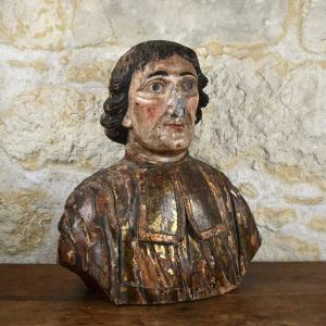 Buste présumé de Fénelon - bois polychromé - fin du XVIIe 