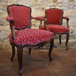 Pair Of Louis XV Period  Armchairs