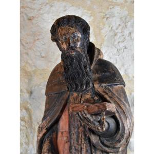 Statue Of Saint Anthony - 17th Century - Carved Wood